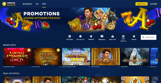 Screenshot der Website von Merkur Slots