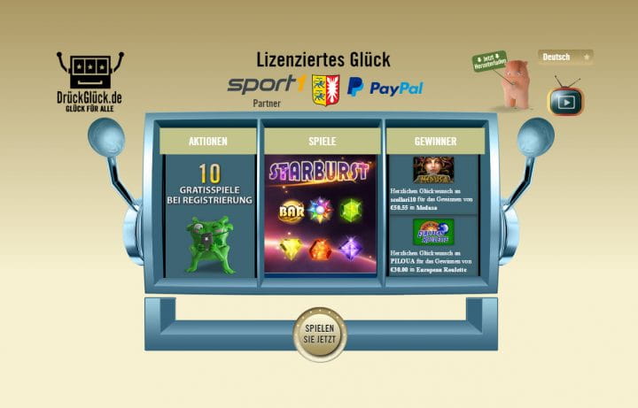 Die Webseite des DrückGlück Casinos im Überblick
